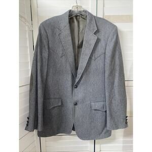 Grand Entry Western Wear Blazer Mens 42R Wool Gray Suit Jacket Sport Coat USA